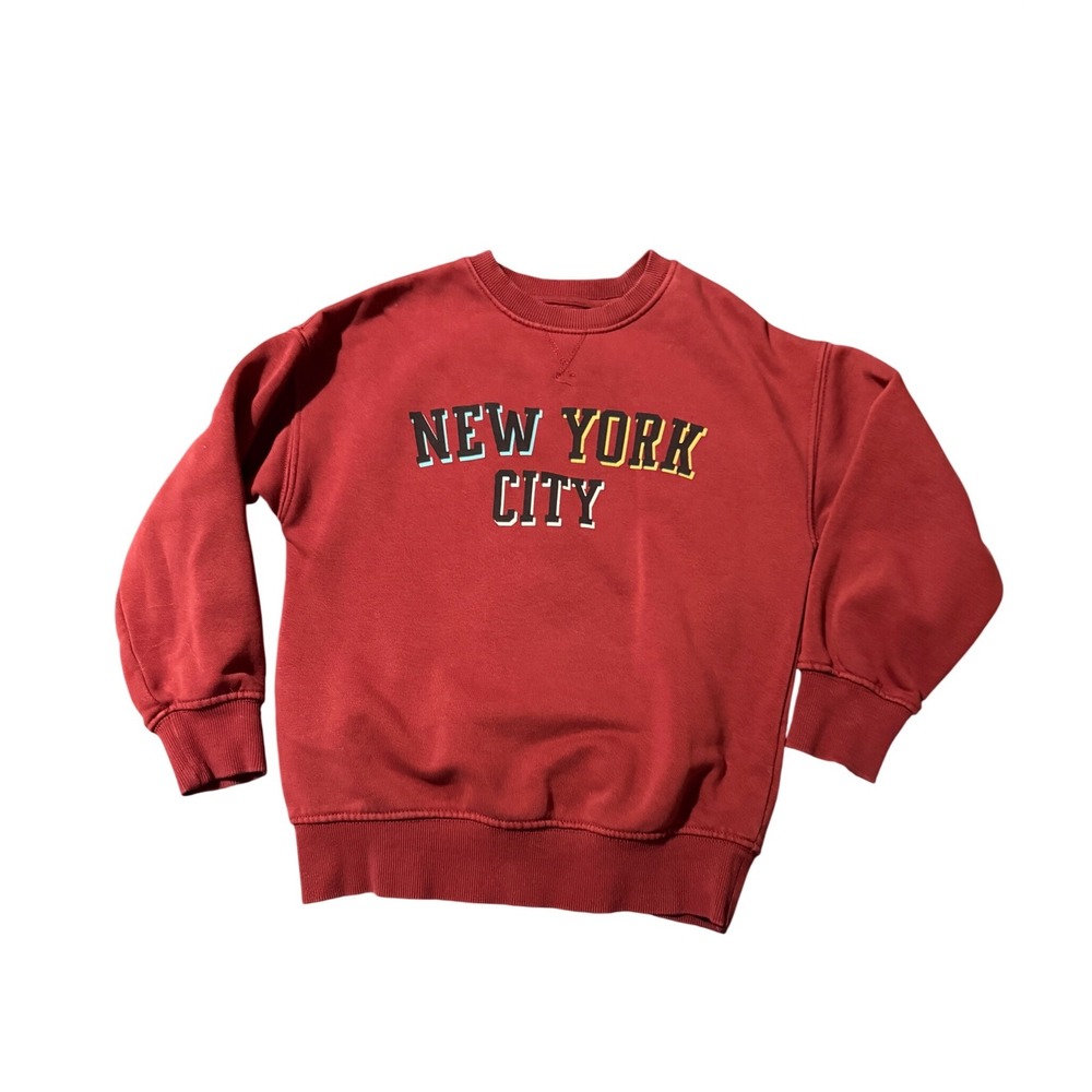 Zara Size 6 New York City Maroon Red Burgundy Sweatshirt Causal Crew Neck